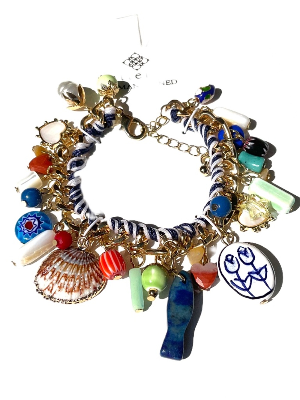 Atterri Genuine Shell & Semi Precious Faux Stone Charm Bracelet